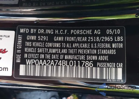 2011 Porsche Panamera 4 from USA, damaged, VIN WP0AA2A74BL011786